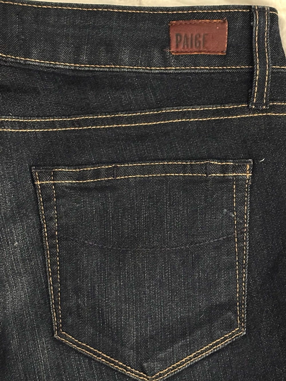 PAIGE Skyline Boot (28x32P) Jeans Carson Dark Wash Mid Rise Slim Flare - Picture 8 of 14